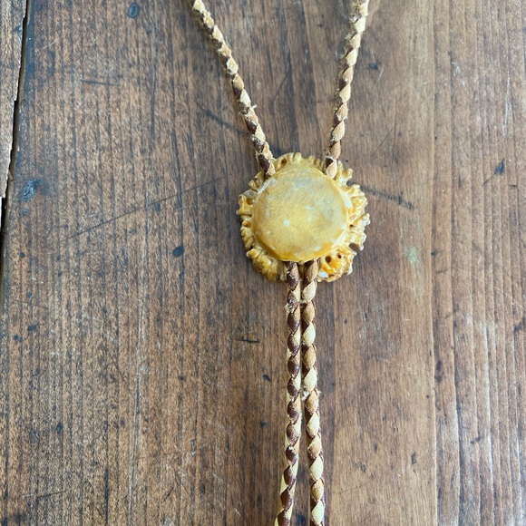 Elk horn vintage woven leather Bolo Tie - Picture 5 of 13